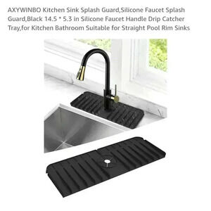 AXYWINBO Kitchen Sink‎ Splash Guard, Black, Silicone, 14.5 * 5.3 in